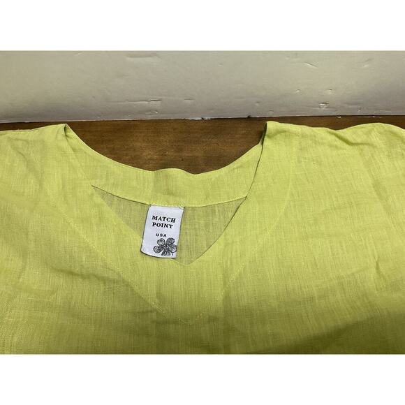 Match Point Womens Tunic Large Yellow Linen Oversized Lagenlook - Picture 2 of 8